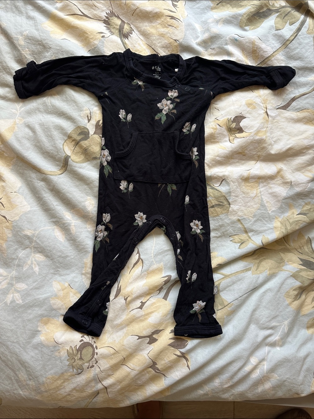 Kyte BABY Black Floral Infant Romper
